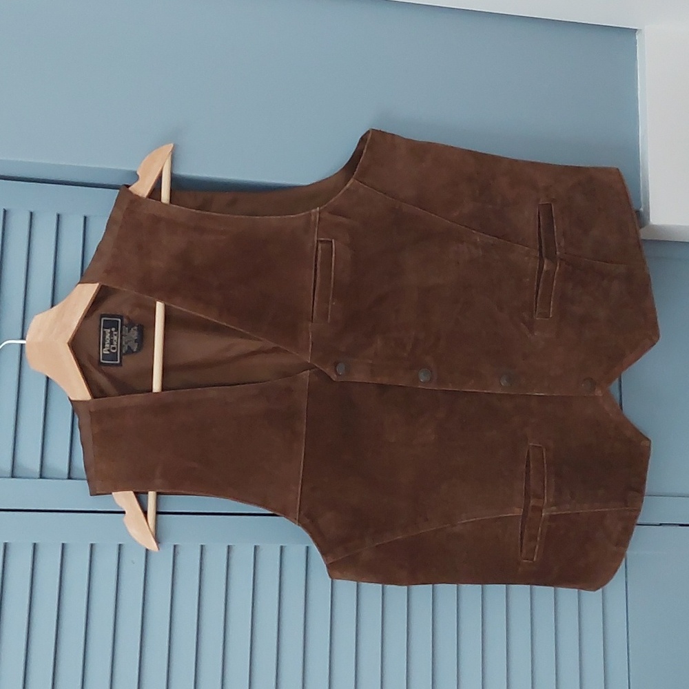Vintage Brown Leather Suede Vest